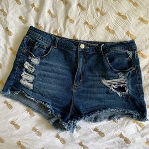 Aeropostale Distressed High Waisted Jean Shorts
